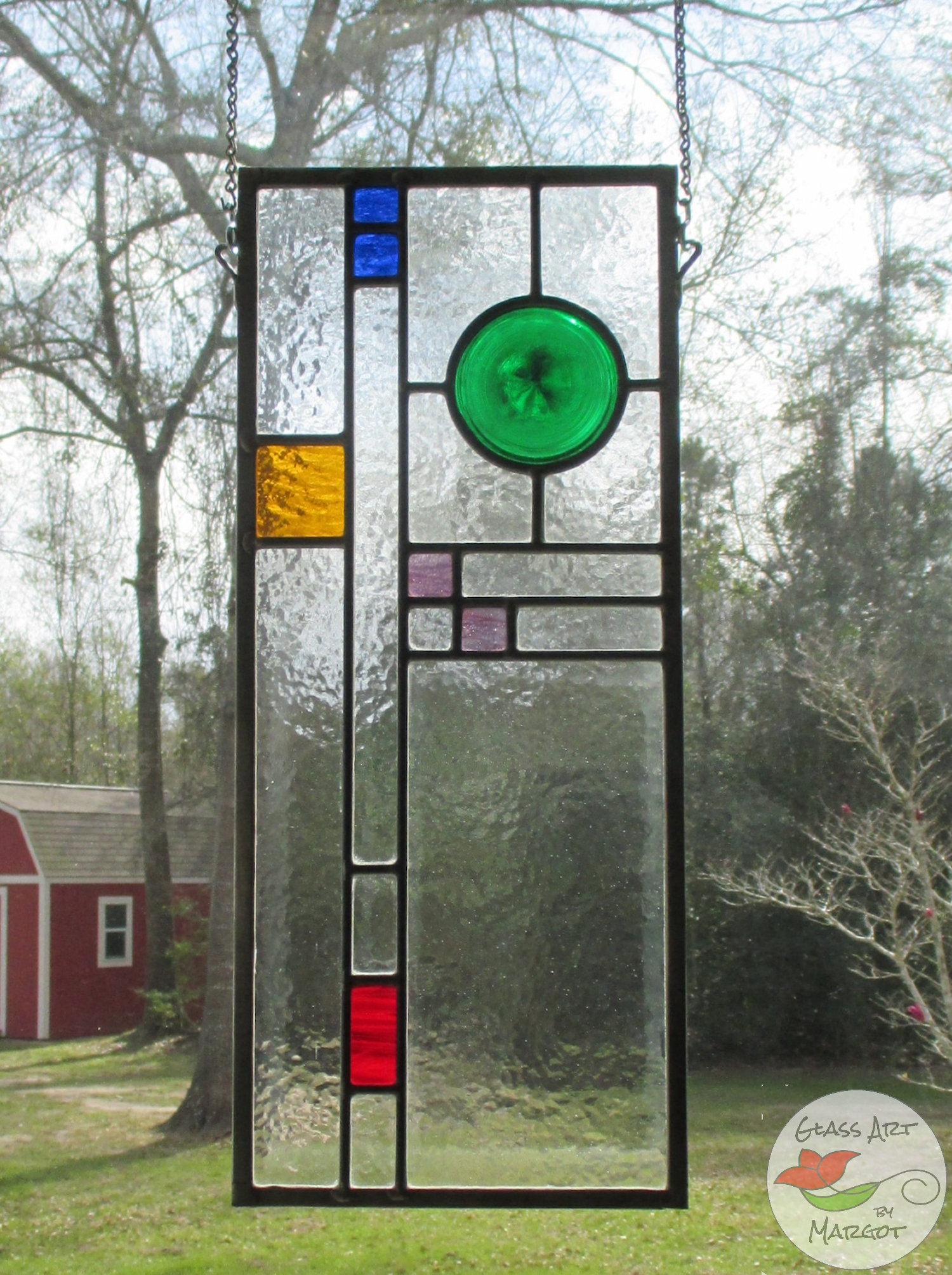 Stained Glass Rondol Patterns Stained Glass Panel, Original Design, Frank Lloyd Wright Inspired ...